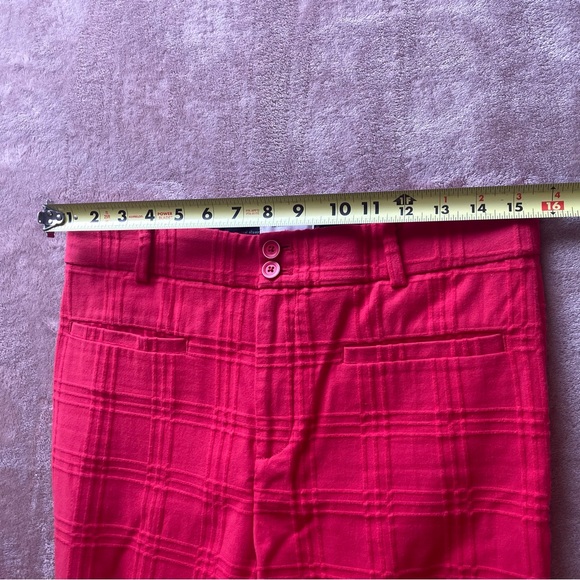 Anthropologie Essential Slim Jacquard Ankle Pants Trousers Red Size 6 - Picture 10 of 15